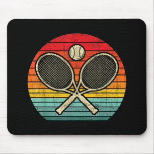 Retro Vintage Crossed Tennis Racket - Sports Lover Mouse Pad