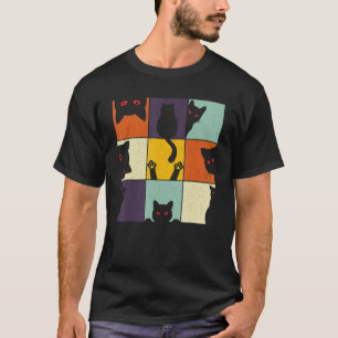 Retro Vintage Curious Cat Meme For Cat Mum Cat Dad T-Shirt