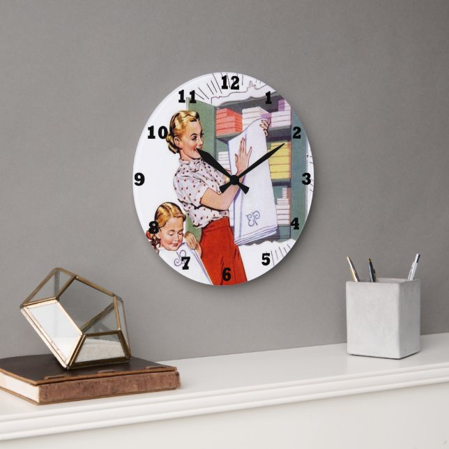 retro vintage cute bathroom large clock (Office)