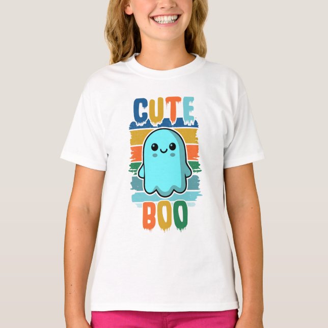 Retro Vintage Cute Halloween Ghost T-Shirt (Front)
