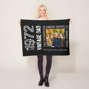 Retro Vintage Dad Fun Saying Black Gift Photo Fleece Blanket