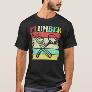 Retro Vintage Daddy Plumber Plumbing Dad Gift T-Shirt