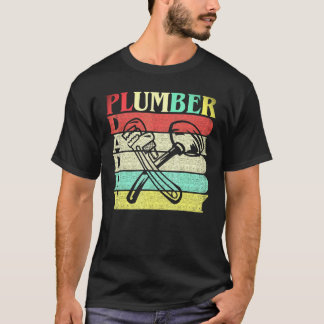 Retro Vintage Daddy Plumber Plumbing Dad Gift T-Shirt