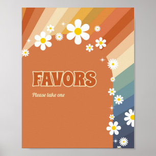 Retro Vintage Daisy Favours Rainbow Daisy Poster