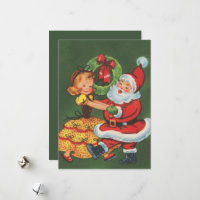 retro vintage dancing Santa Christmas
