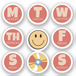 Retro, Vintage Days of the Week Sticker Pack