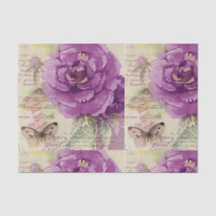 Retro Vintage Decoupage Purple Floral Butterfly Tissue Paper
