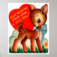 Retro vintage deer Holiday Valentine poster