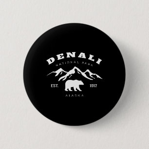Retro Vintage Denali National Park For Kids Hiking 6 Cm Round Badge