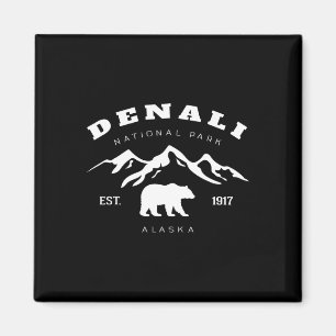 Retro Vintage Denali National Park For Kids Hiking Magnet