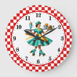 Retro vintage diner server 50's large clock