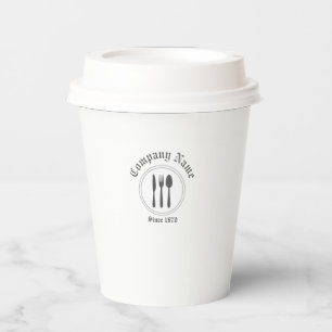 Retro Vintage Diner Spoon, Fork, Knife, Plate Grey Paper Cups