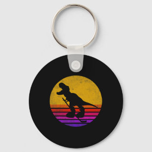 Retro Vintage Dinosaur Ice Hockey Dinosaur Key Ring