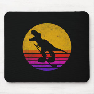 Retro Vintage Dinosaur Ice Hockey Dinosaur  Mouse Pad
