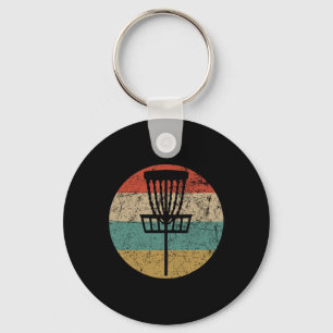 Retro Vintage Disc Golf Players Flying Disc Golfer Key Ring