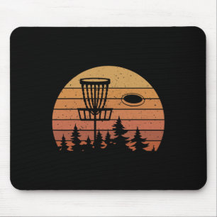Retro Vintage Disc Golf Players Flying Disc Golfer Mouse Pad