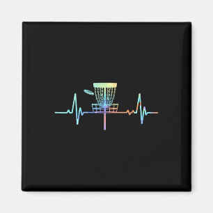 Retro Vintage Disc Golf Sket Heartbeat Line Colorf Magnet