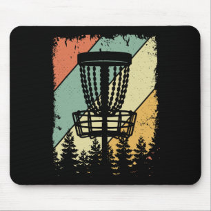 Retro Vintage Disc Golf Sket Trees Frisbee Golf Lo Mouse Pad