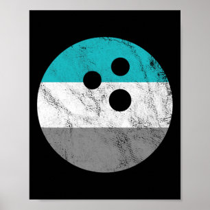 Retro Vintage Distressed Bowling Ball For Men Or B Poster