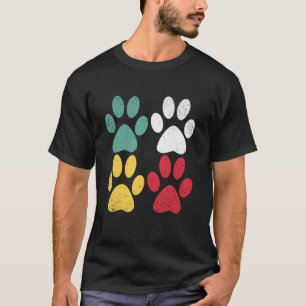 Retro - Vintage Dog Cat Paw Lover Fur Mum Dad T-Shirt