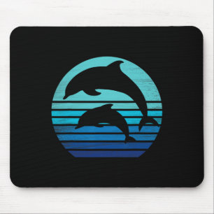 Retro Vintage Dolphins Silhouette Shirt Mouse Pad