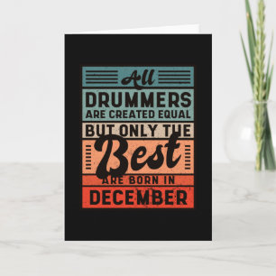 Retro Vintage Drummer Birthday December Card