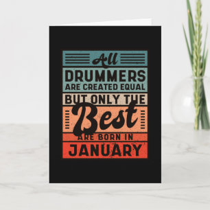 Retro Vintage Drummer Birthday January Card