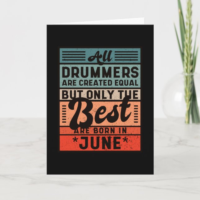 Retro Vintage Drummer Birthday June Card (Front)
