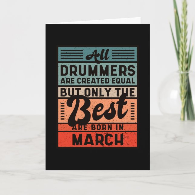 Retro Vintage Drummer Birthday March Card (Front)