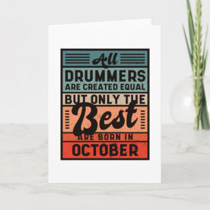 Retro Vintage Drummer Birthday October Card