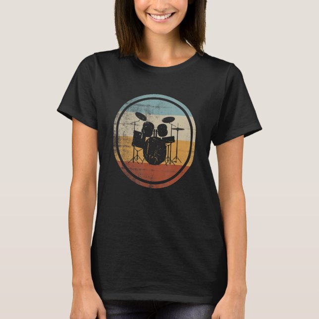 Retro Vintage Drummer Percussionist Drums T-Shirt (Front)