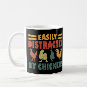 Retro Vintage Easily Distracted By Chickens Coffee Mug