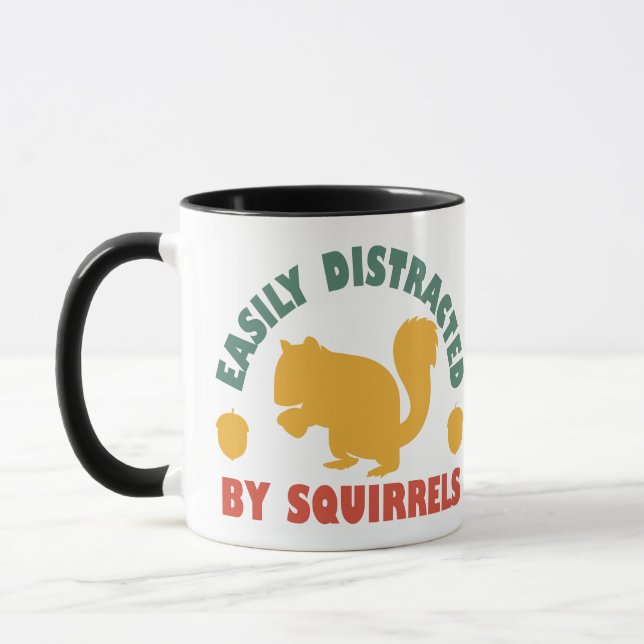 Retro Vintage Easily Distracted By Squirrels Mug (Left)