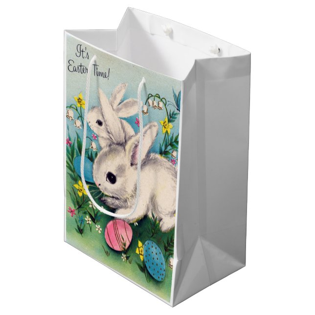 retro vintage Easter bunnies Holiday Medium Gift Bag (Front Angled)