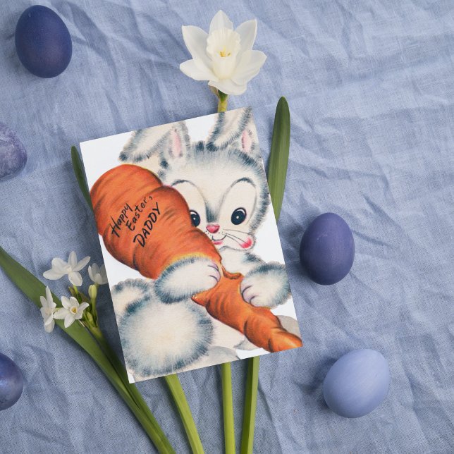 Retro vintage Easter bunny Daddy Holiday Card (Creator Uploaded)