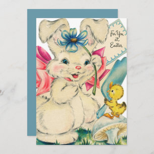 retro vintage Easter bunny Holiday Card