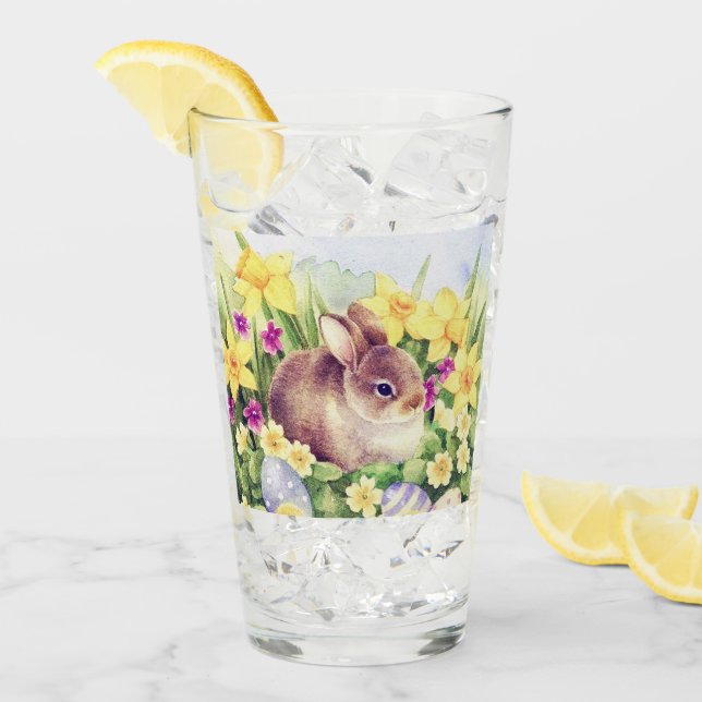 retro vintage Easter bunny Holiday Glass (Front Ice)