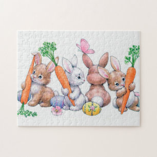 retro vintage Easter bunny Holiday Jigsaw Puzzle