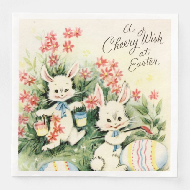 retro vintage Easter bunny Holiday party Napkin (Front)