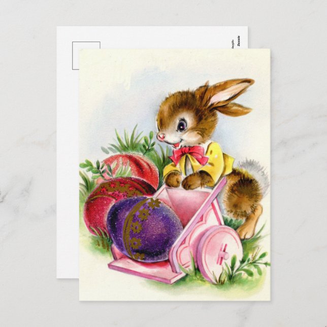 retro vintage Easter bunny Holiday Postcard (Front/Back)