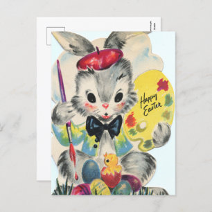 retro vintage Easter bunny Holiday Postcard