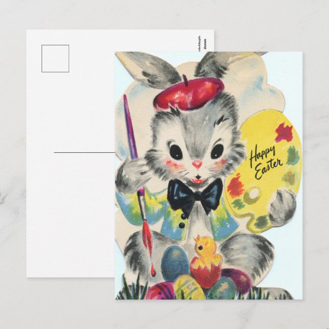 retro vintage Easter bunny Holiday Postcard (Front/Back)