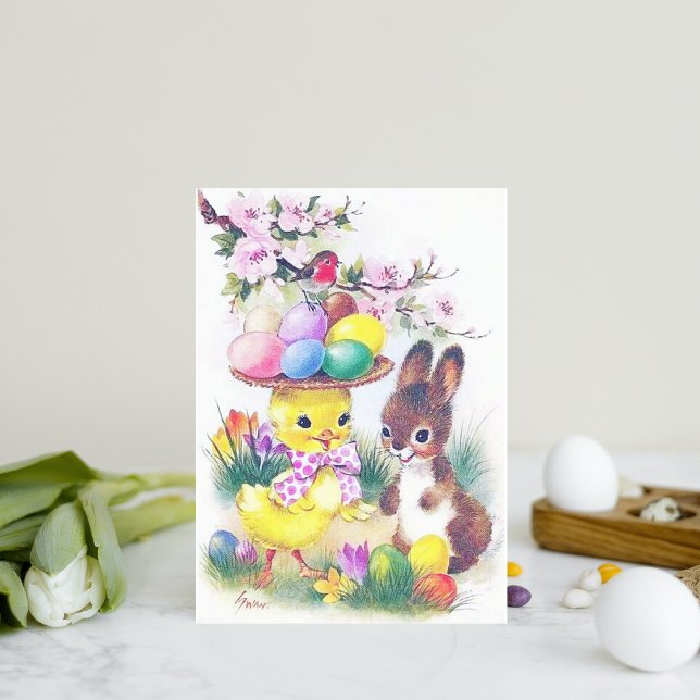 Retro vintage Easter bunny Holiday postcard (Creator Uploaded)