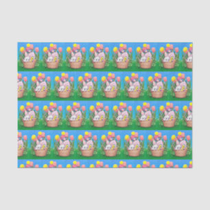 retro vintage Easter bunny party tiled Tissue Paper