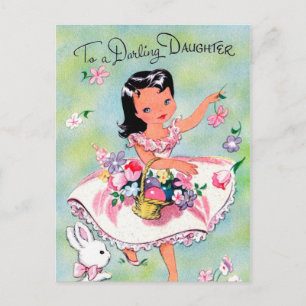 Retro vintage Easter Daughter Holiday postcard