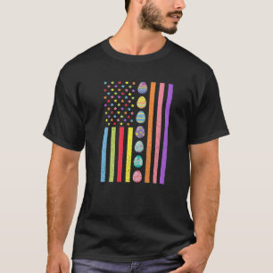 Retro Vintage Easter Eggs USA Flag Happy Easter Pa T-Shirt