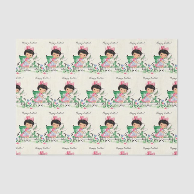 retro vintage Easter girl Holiday party Tissue Paper (Front)