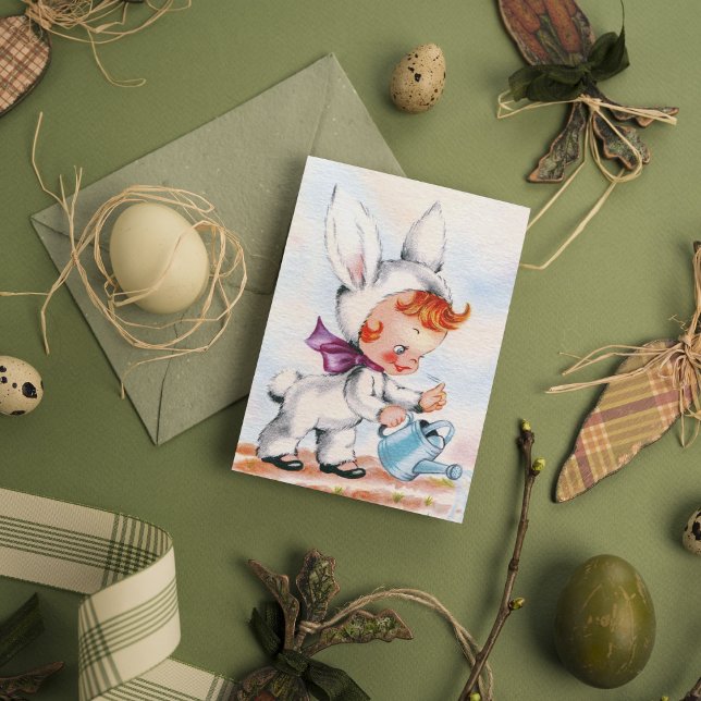 Retro vintage Easter girl Holiday postcard (Creator Uploaded)