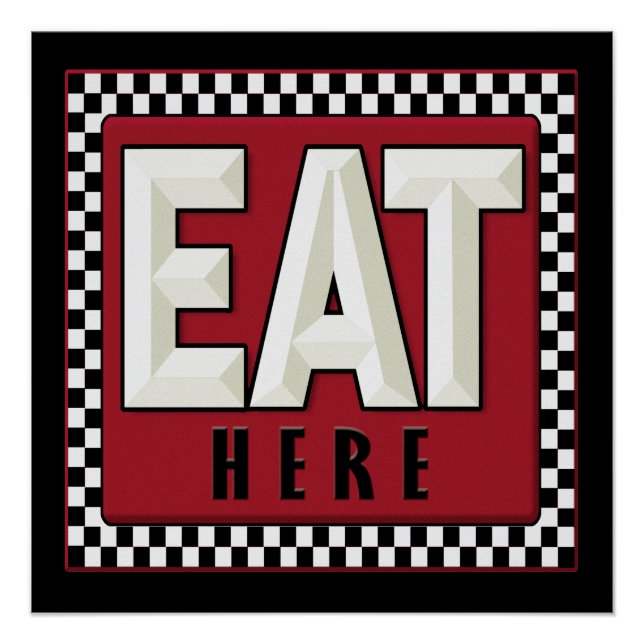 Retro - Vintage EAT HERE  Poster (Front)