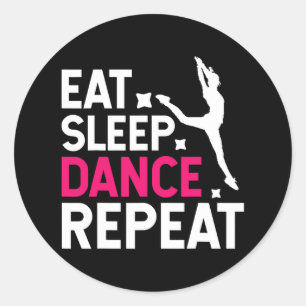 Retro Vintage Eat Sleep Dance Repeat Dancing Classic Round Sticker